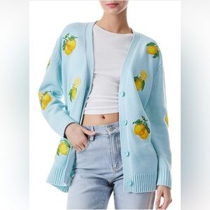 Alice + Olivia Bradford Lemon Embellished Cardigan